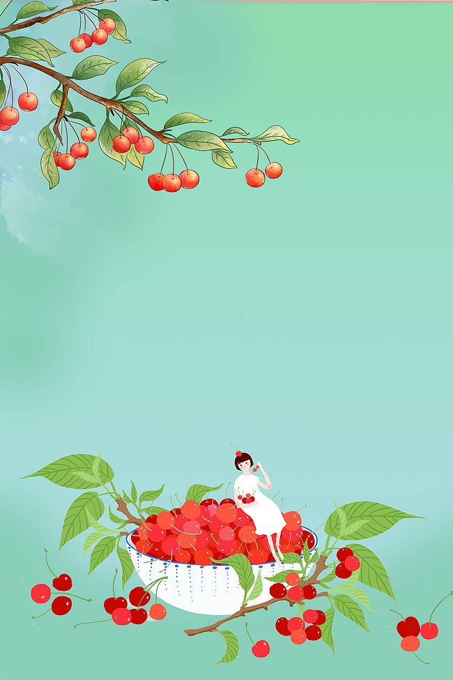 果园樱桃水果促销海报图片