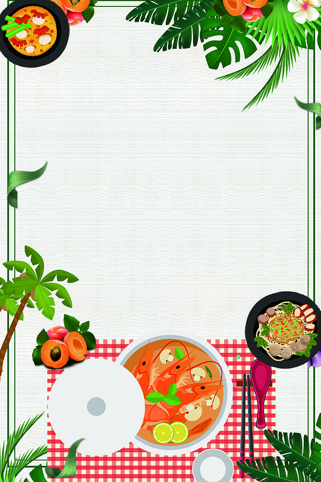 清新泰国料理海报背景图片