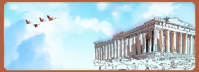 希腊雅典艺术之城旅游海报背景素材图片