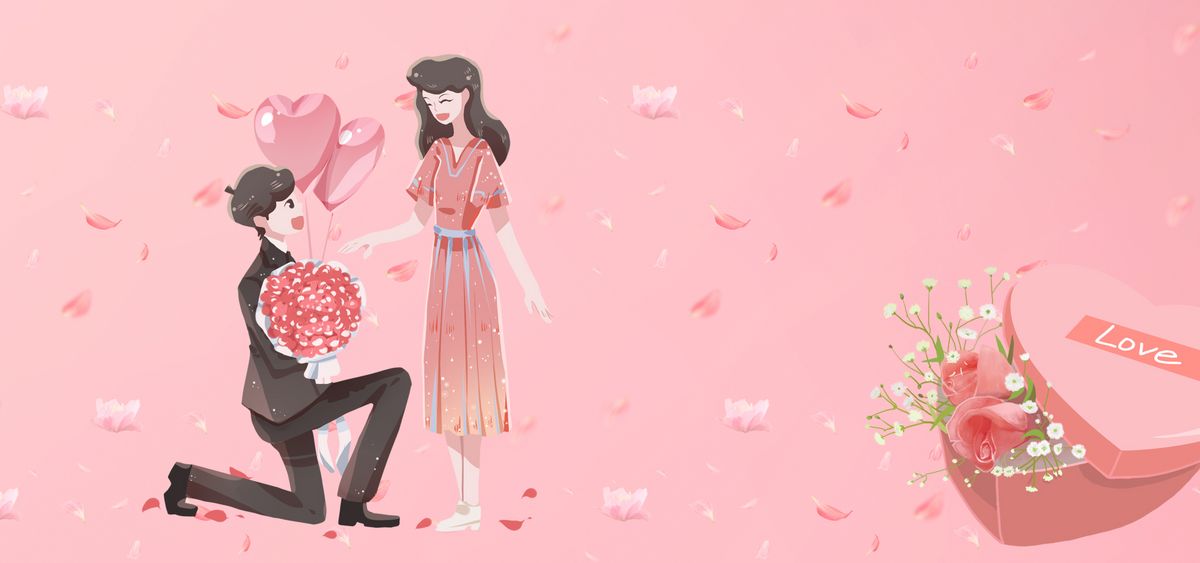 浪漫红色花瓣情人节海报背景图片