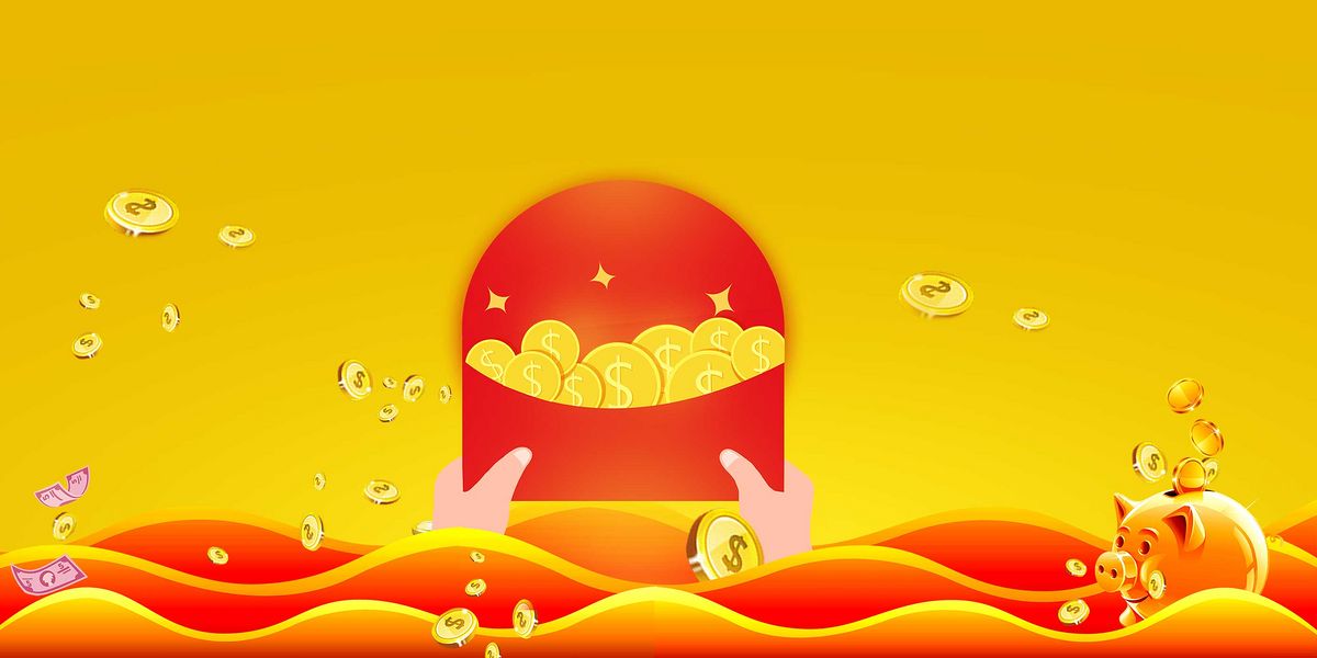 狂欢红包金币金融理财背景banner图片