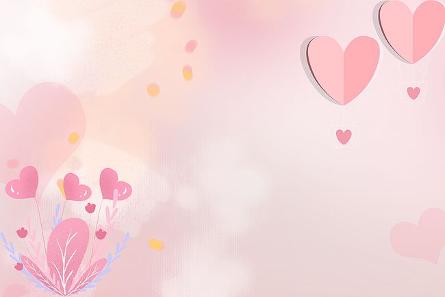 粉色婚礼心形气球花朵背景素材图片