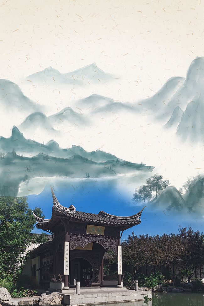 广西桂林山水甲天下旅游海报背景素材图片