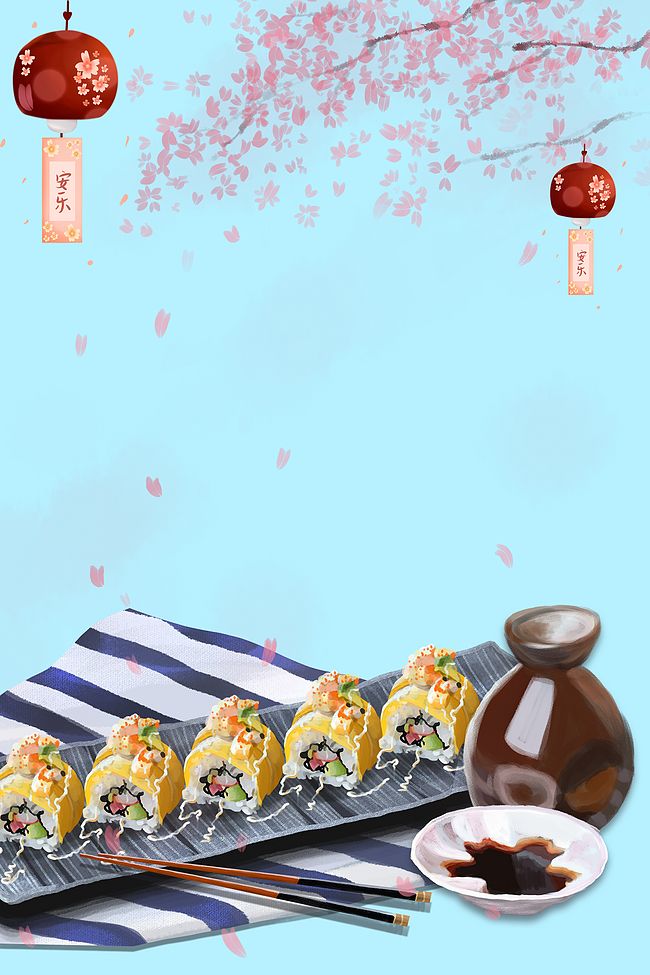 日系风日式寿司美食宣传海报图片