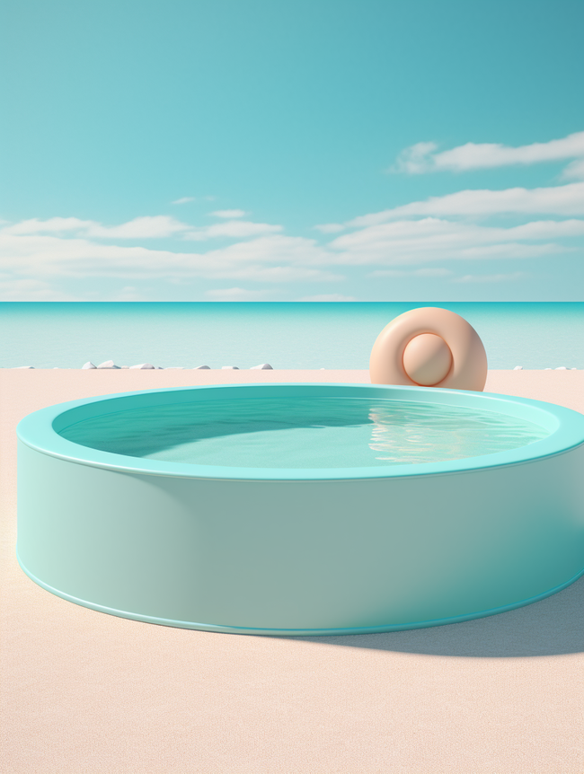 夏日泳池3D电商展台图片