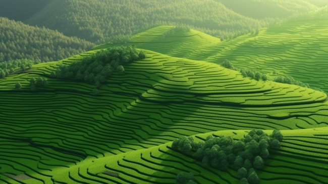 绿色梯田农业自然背景图片