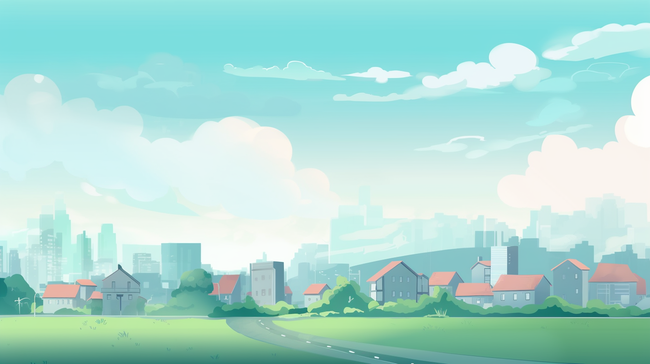 创意彩色卡通城市农村场景图图片
