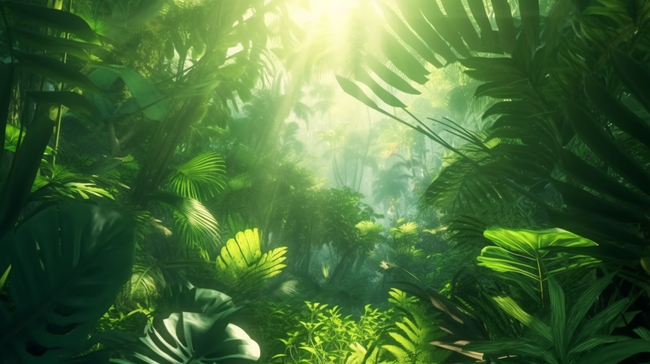 绿色热带雨林自然背景图片