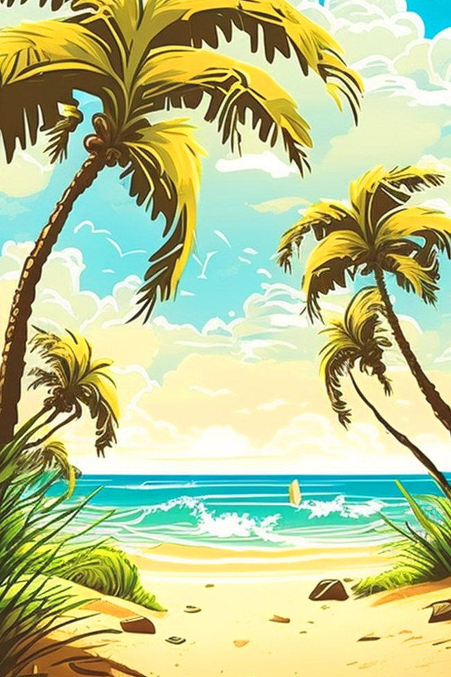 夏日度假海滨椰树风情图片