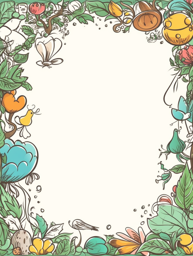 简约花朵植物边框手绘清新春天夏天海报背景图片