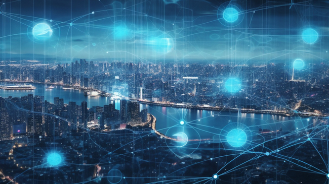 科技城市数据流网络连接背景图片