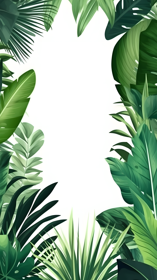 清新绿色植物叶片边框背景图片