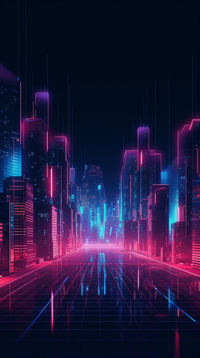 科幻科技城市蓝紫色光线背景图片