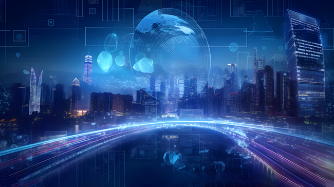 城市发展与科技人工智能数字科幻背景图片