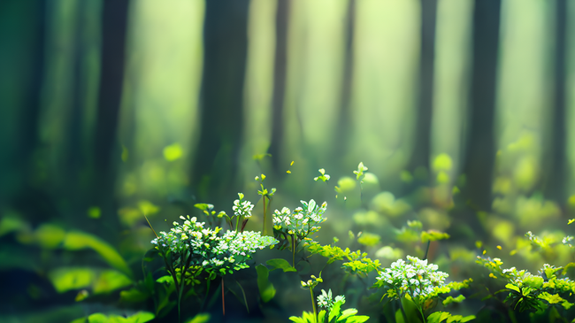 森林绿色植物小花朵图片