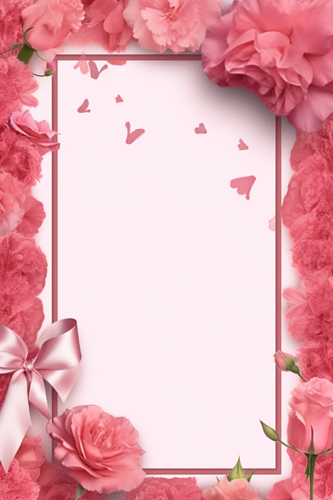 母亲节边框粉色康乃馨背景图片