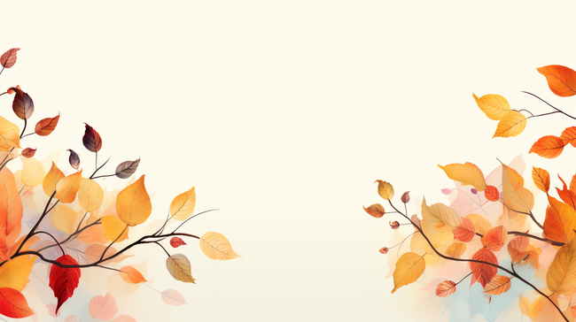 秋天橙色叶子水彩树叶图片
