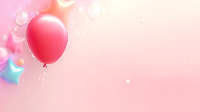 粉色可爱的气球卡通气球生日邀请函图片