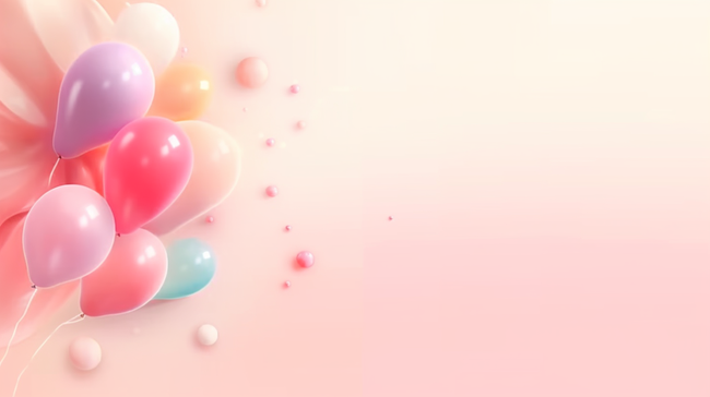 粉色气球可爱的生日banner背景图片