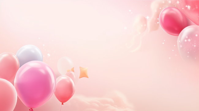 粉色可爱的气球生日背景图片