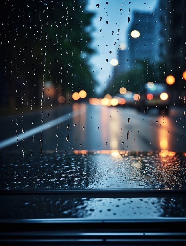 雨夜车窗上的雨水图片