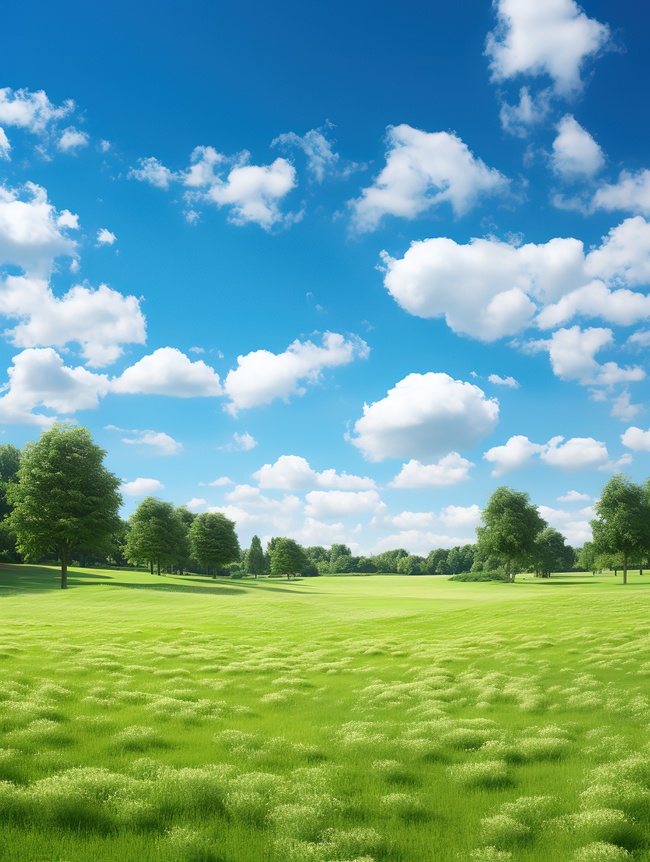 公园干净的草坪蓝色天空17图片