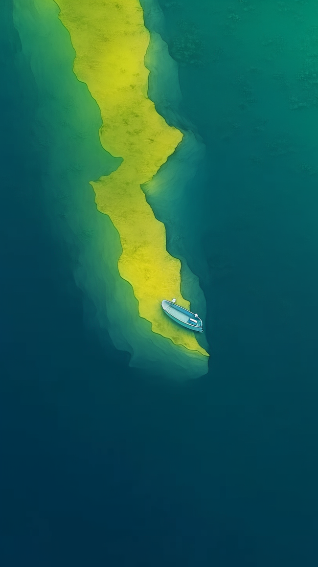 航拍大海抽象泼洒喷溅黄绿色流动纹理5图片