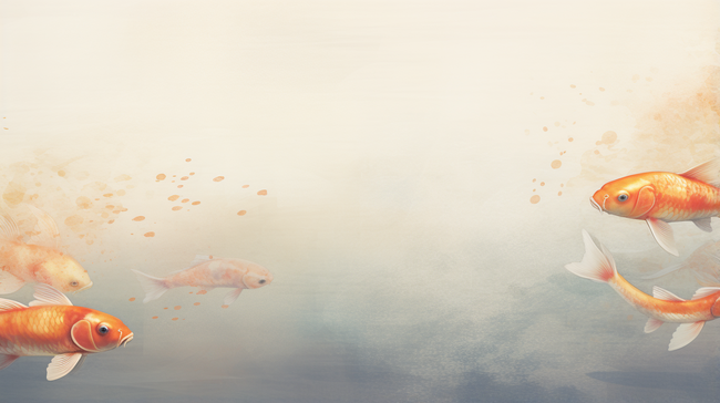 手绘中国风锦鲤鲜花背景2图片