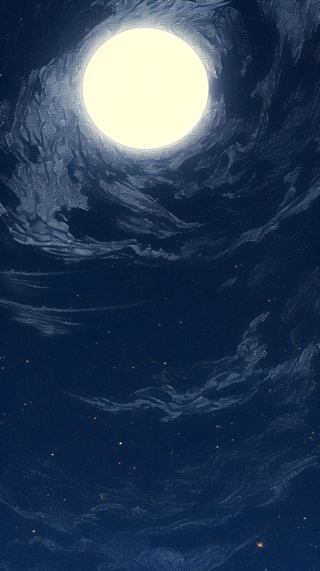 蓝色夜空中秋节明月质感背景图片
