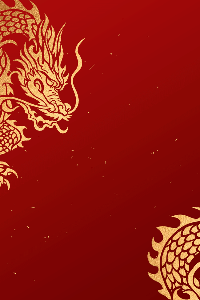中国风龙年简约风红金底纹中式背景10图片