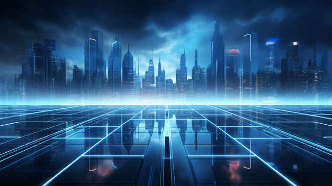 蓝色未来高科技智能城市创意背景1图片