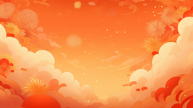 红橙色国潮祥云背景图片