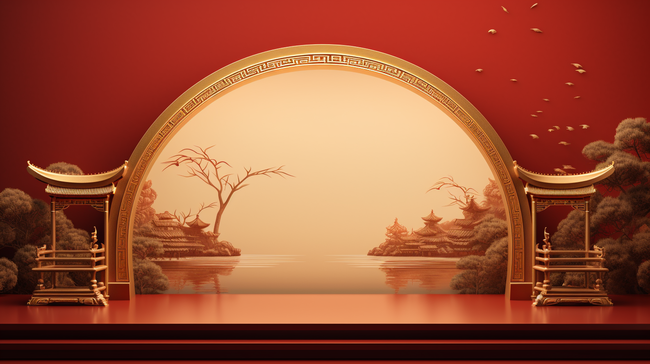 红色中国风古典喜庆创意背景11图片