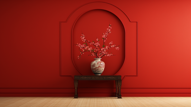 红色中国风喜庆花瓶装饰背景17图片