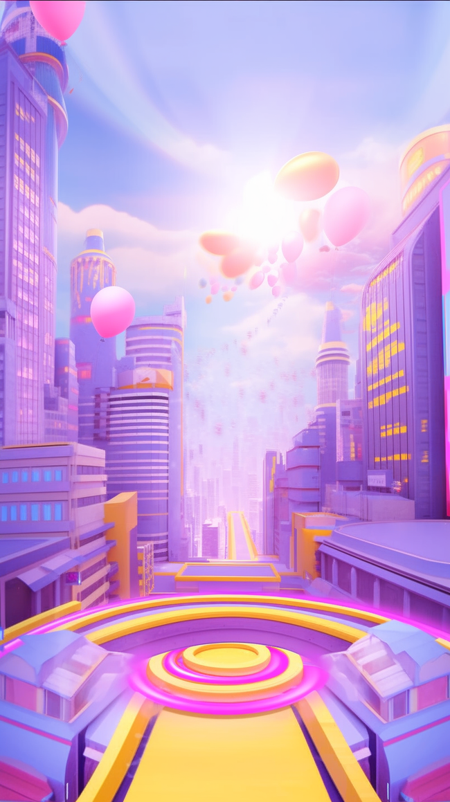 紫色潮流双11未来城市伸展电商展台背景图片