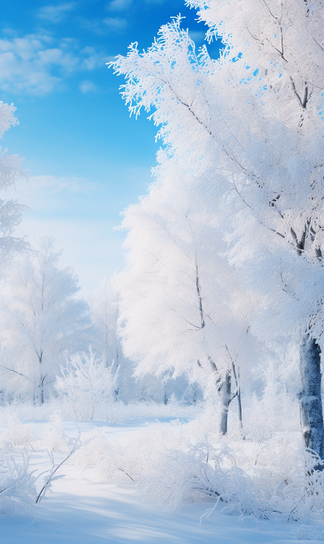 唯美冬日户外雪景治愈系二十四节气背景图片