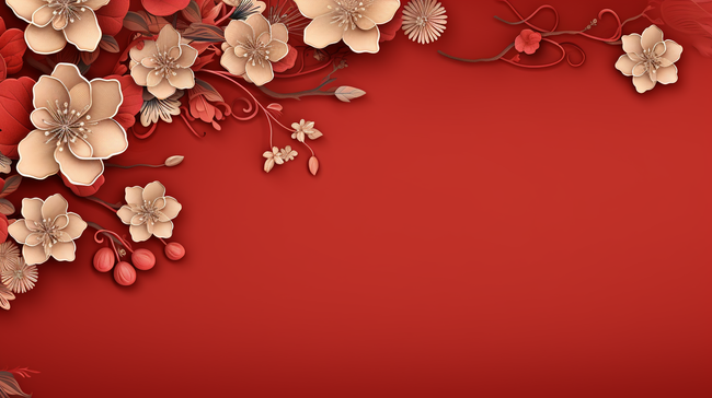 红色中国春节富贵花朵吉祥背景20图片