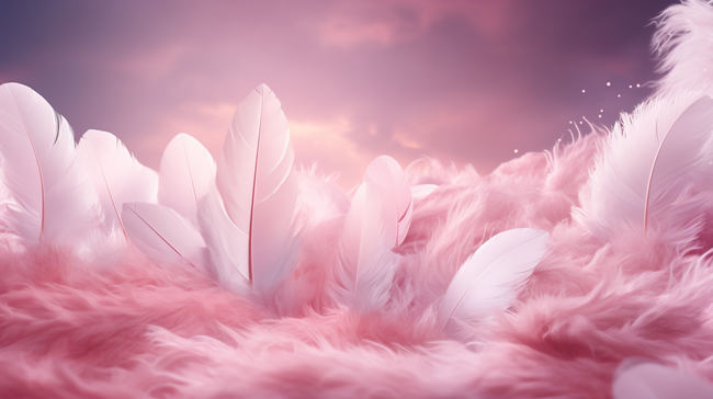 粉色羽毛美妆化妆品护肤品电商产品背景图片