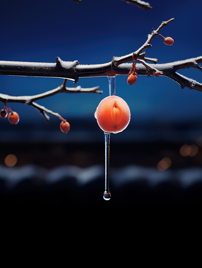 挂在树上的一个柿子霜降15图片
