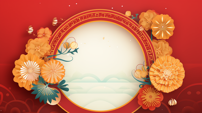 红色中国风春节传统古典背景23图片
