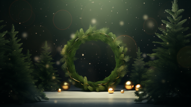 圣诞植物装饰圆环背景15图片