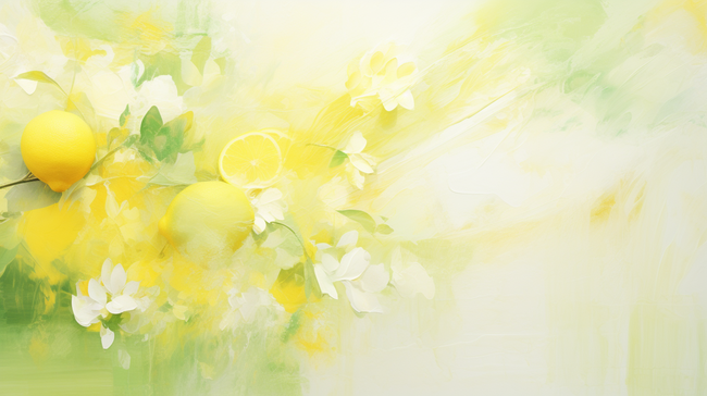 清新水果柠檬油彩质感油画质感背景图片