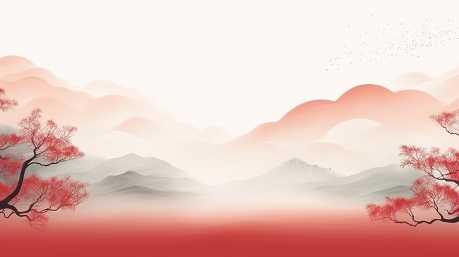 红色中国风山水创意背景34图片