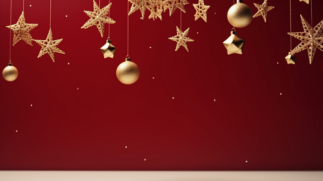 圣诞吊球装饰红色简约背景3图片