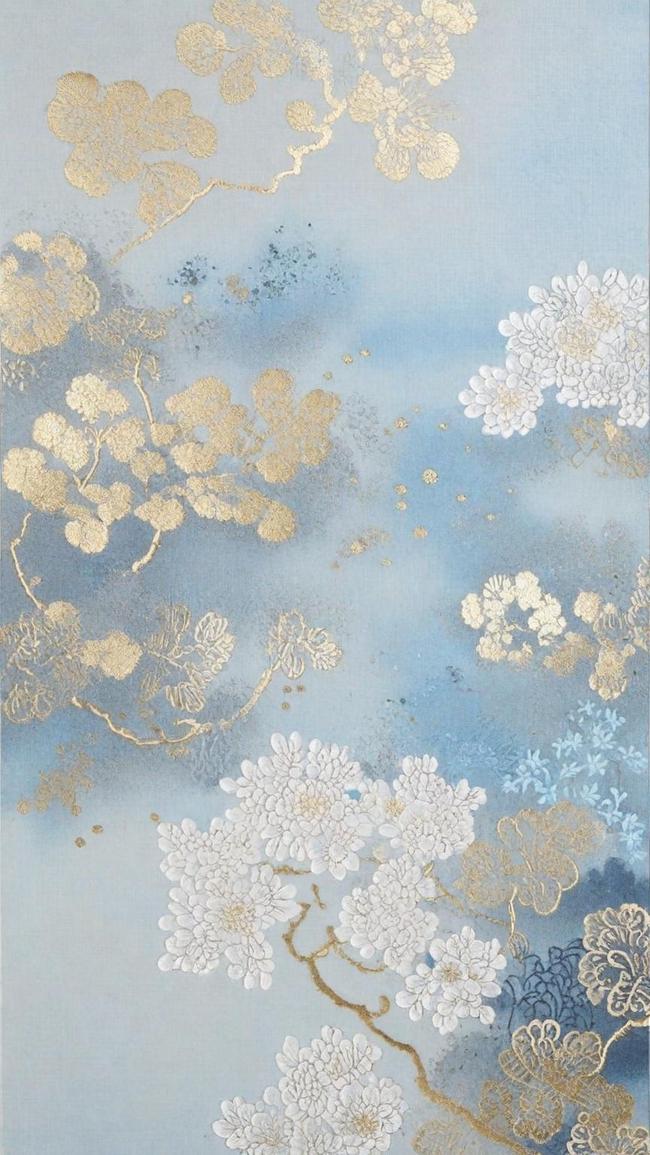 中式刺绣传统国风花卉刺绣纹理背景图片