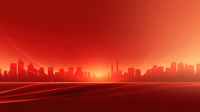 城市天际线景观红色背景18图片