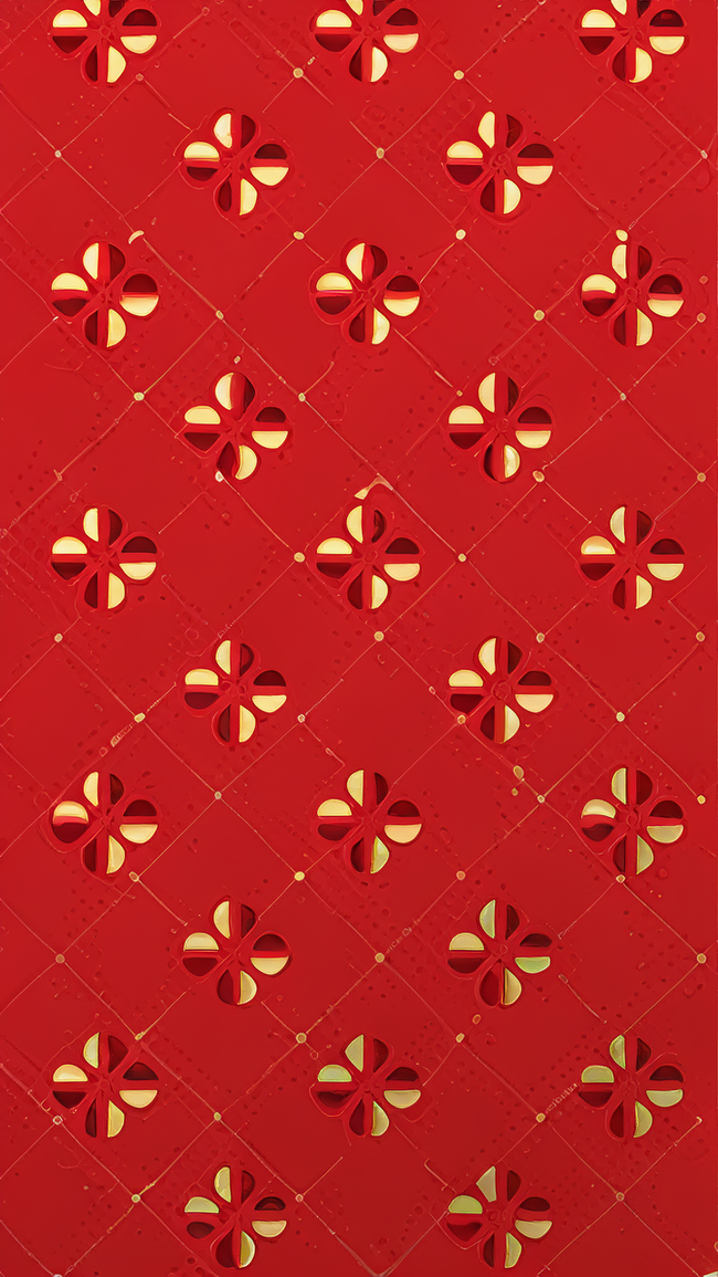 红金色新年国风中式花纹平铺无缝底纹4图片