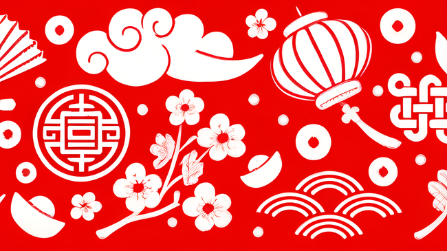 新年红色国风中式花纹平铺底纹图片