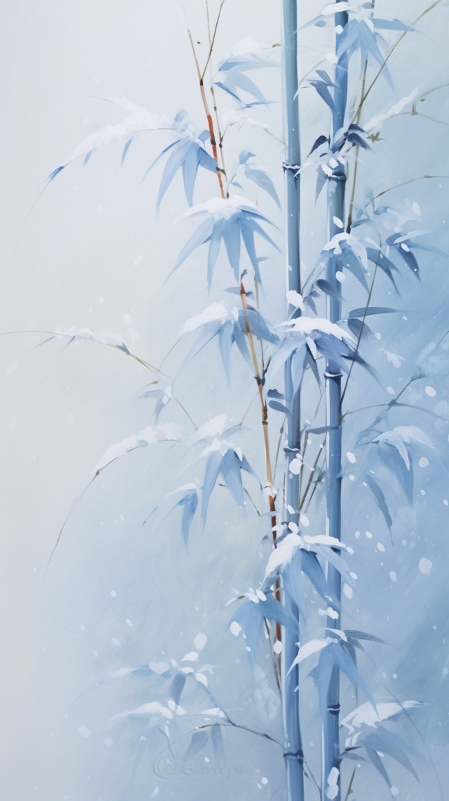 国画风格冬天竹子背景6图片