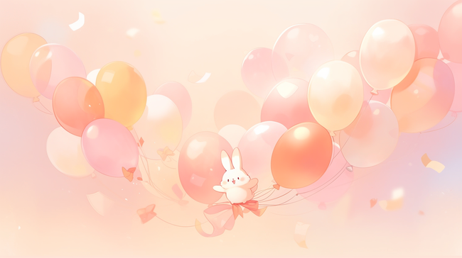 儿童节气球可爱潘通流行色粉桃色梦幻图片
